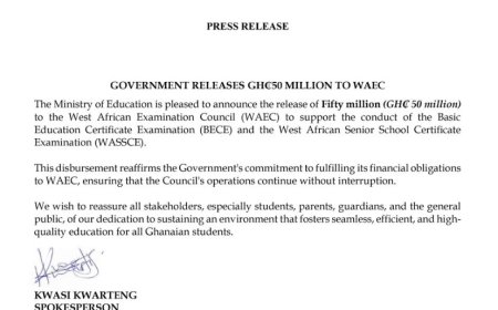 Government Injects GHC50 Million into WAEC for Smooth Exam Conduct