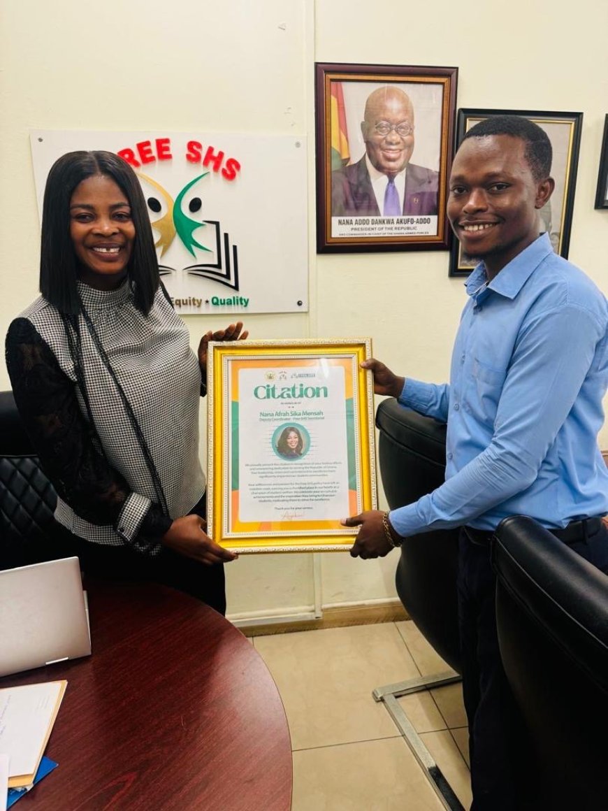 Deputy National Coordinator for the FSHS Secretariat received a citation of honor from the Free SHS Graduates Association . 