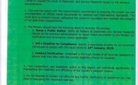 Government of Ghana Initiates Recall of Diplomatic and Service Passports