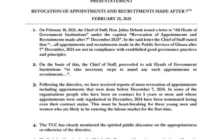TUC Opposes Revocation of Public Sector Appointments, Calls for Reversal