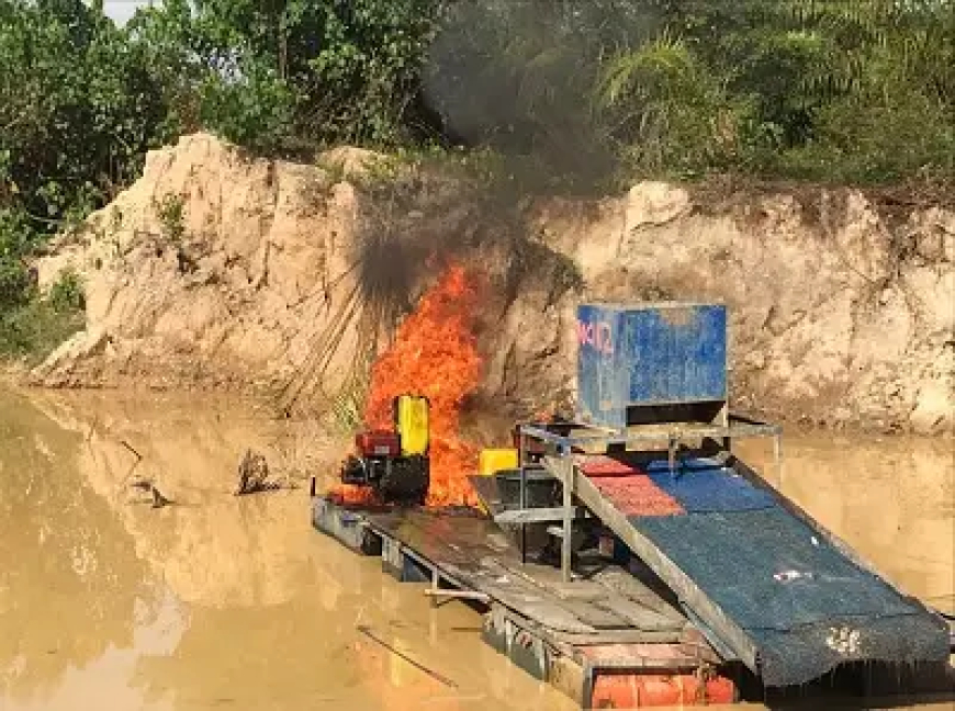 Crackdown on Illegal Mining: Bekwai Forest District Team Destroys Equipment