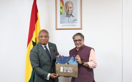 THE RESIDENT REPRESENTATIVE OF THE UNITED NATIONS DEVELOPMENT PROGRAMME (UNDP) TO GHANA, MR. NILOY BANERJEE, PAYS A COURTESY CALL ON THE MINISTER FOR FOREIGN AFFAIRS, HON. SAMUEL OKUDZETO ABLAKWA (MP)