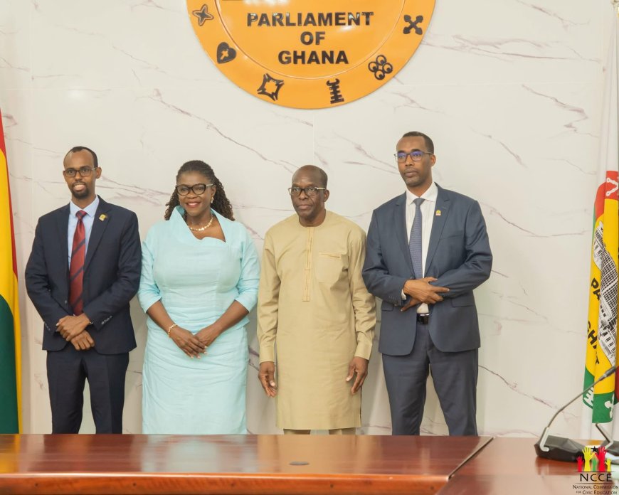Somaliland Delegation Pays Courtesy Call on Ghana’s Speaker as Part of Civic Education Partnership