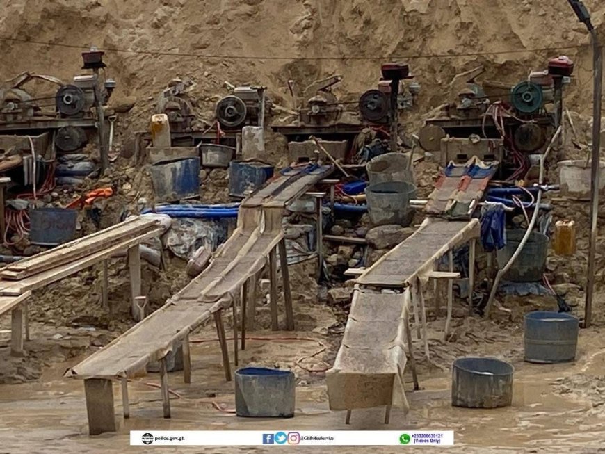 POLICE DISABLE OVER 120 CHANGFANG MACHINES AND ARREST THIRTEEN (13) ILLEGAL MINERS AT WASSA GYAPA