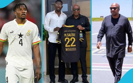 Mohammed Salisu presents AS Monaco jersey to President John Mahama