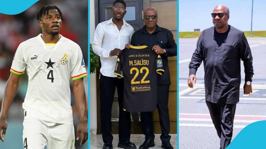 Mohammed Salisu presents AS Monaco jersey to President John Mahama