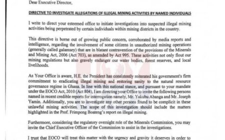 Attorney General Orders EOCO to Investigate Alleged Illegal Mining by Named Individuals