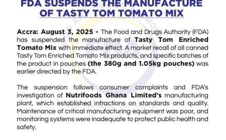 FDA Suspends Production of Tasty Tom Tomato Mix Over Safety Concerns