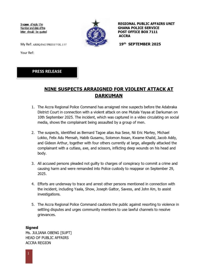 Accra Police Arraign Nine for Brutal Darkuman Attack