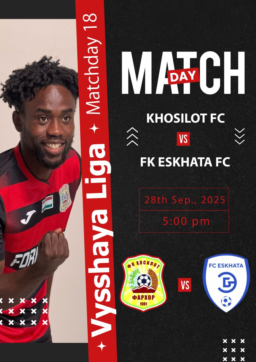 Joseph Akomadi put up a marvelous performance to help his team secure a draw in their away game against FK Istaravshan and the league continues this weekend as Hosilot host FK Eskhata on their home soil