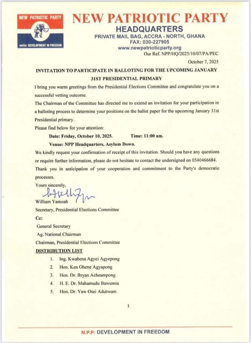 NPP to Conduct Balloting for January 31 Presidential Primary on Friday
