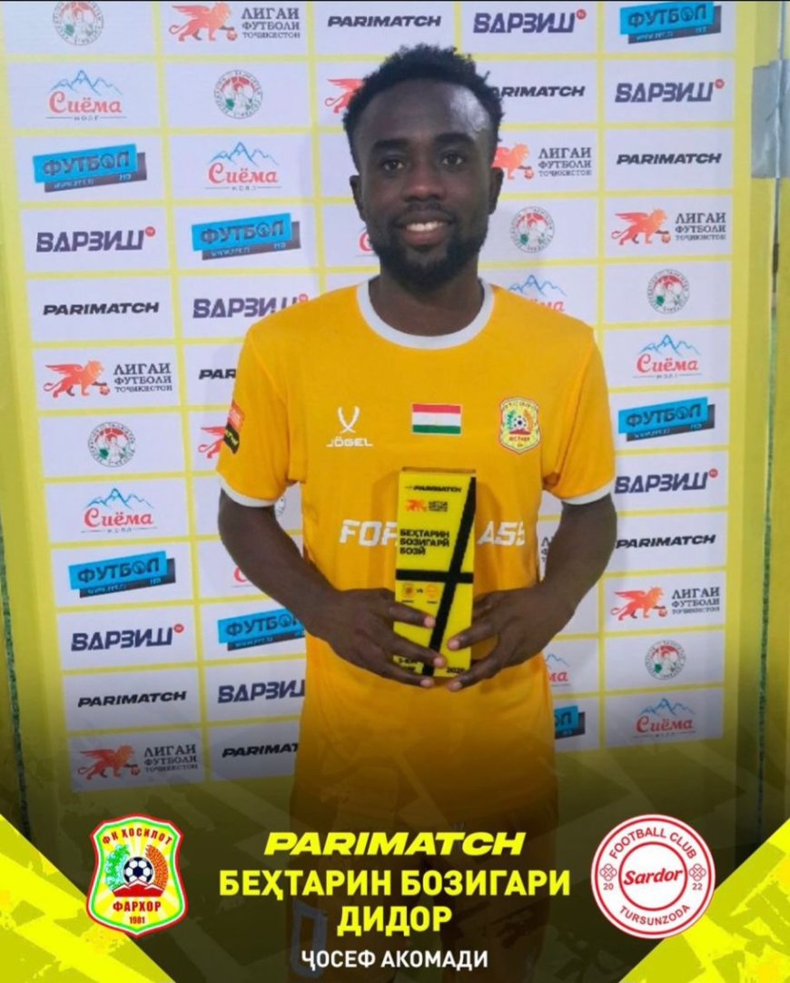 Joseph Akomadi was nominated as player of the match after bagging two goals for his team in the game against FC Sardor